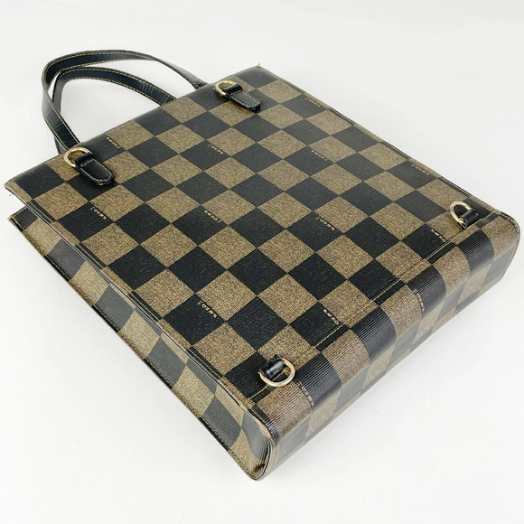 Fendi Handbags - Fendi handbag check shoulder bag brown logo tote block